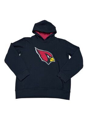 NFL Team Apparel Youth Black AZ Cardinals Pullover Hoodie, Size Youth L 14-16